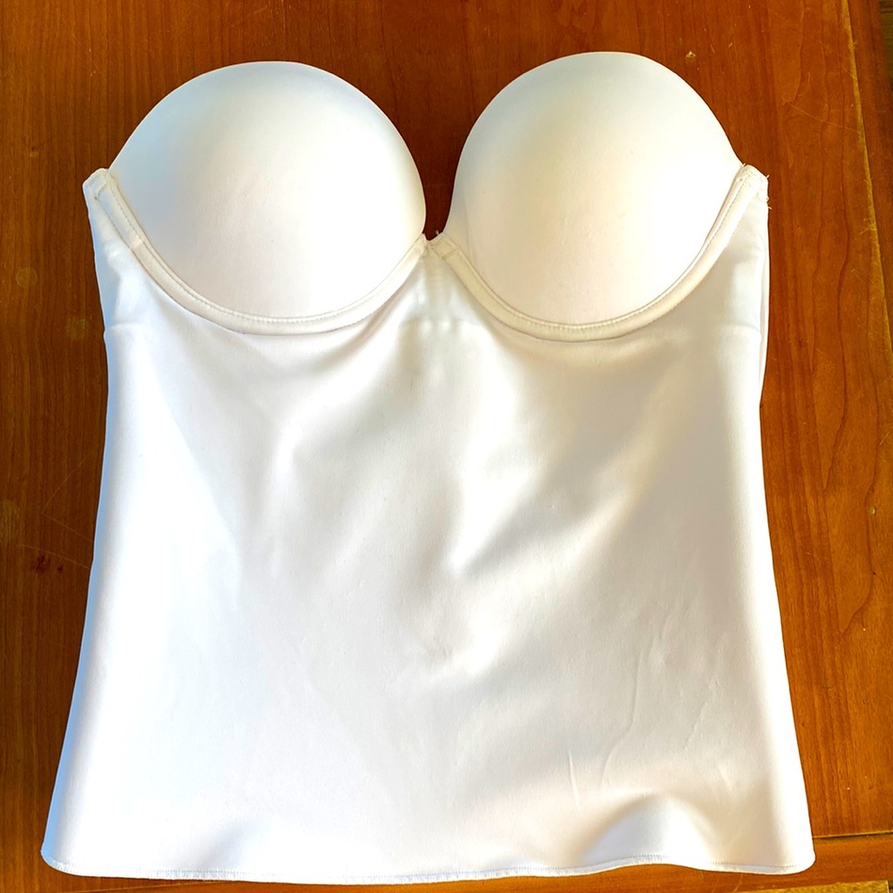 Felina White Longline Bustier Strapless Bra Size 34B